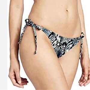 Shade & Shore Blue Snakeskin Print Cheeky Bikini Bottoms, Size Small NWT